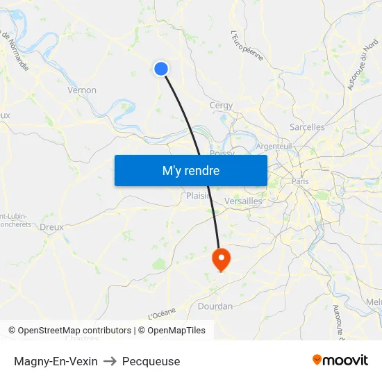 Magny-En-Vexin to Pecqueuse map