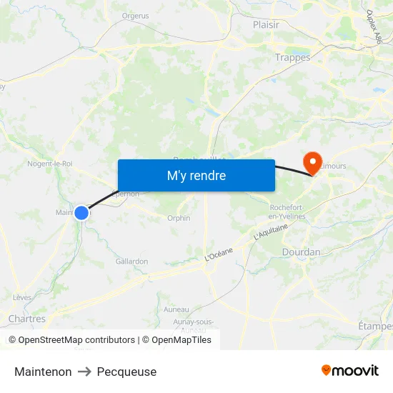 Maintenon to Pecqueuse map