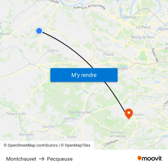Montchauvet to Pecqueuse map