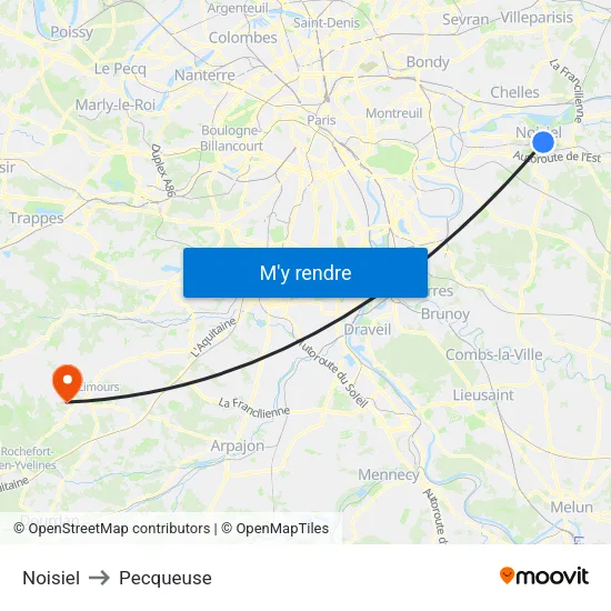 Noisiel to Pecqueuse map