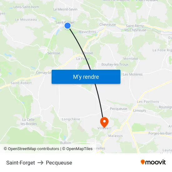Saint-Forget to Pecqueuse map
