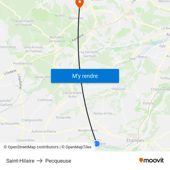 Saint-Hilaire to Pecqueuse map