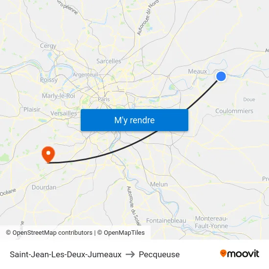 Saint-Jean-Les-Deux-Jumeaux to Pecqueuse map