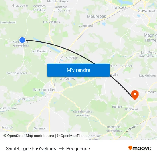 Saint-Leger-En-Yvelines to Pecqueuse map