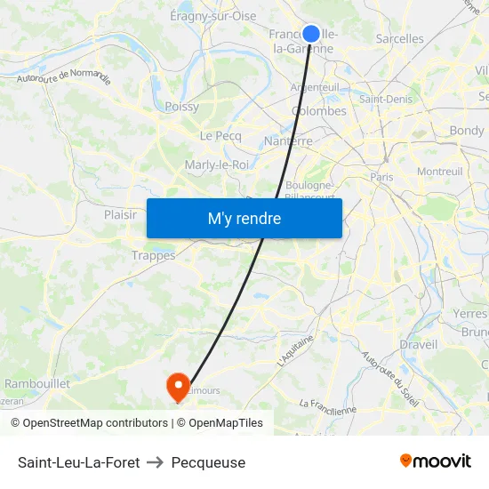 Saint-Leu-La-Foret to Pecqueuse map