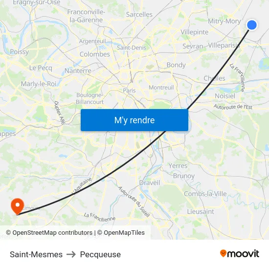 Saint-Mesmes to Pecqueuse map