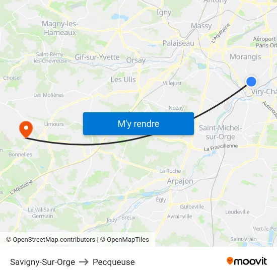 Savigny-Sur-Orge to Pecqueuse map