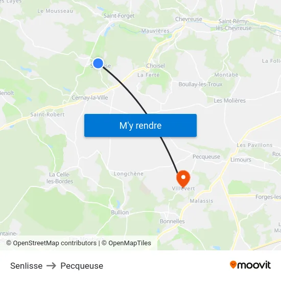 Senlisse to Pecqueuse map