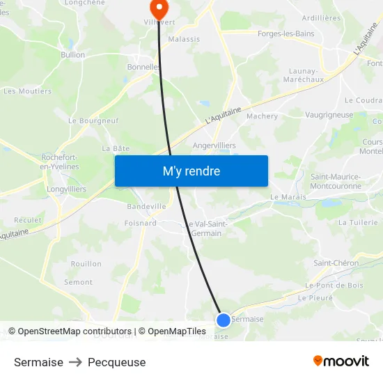 Sermaise to Pecqueuse map