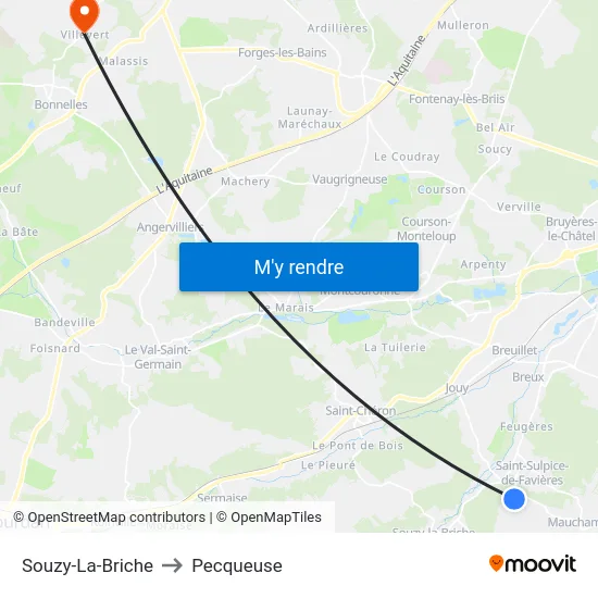 Souzy-La-Briche to Pecqueuse map