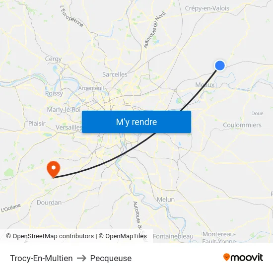 Trocy-En-Multien to Pecqueuse map