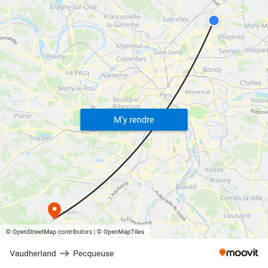 Vaudherland to Pecqueuse map