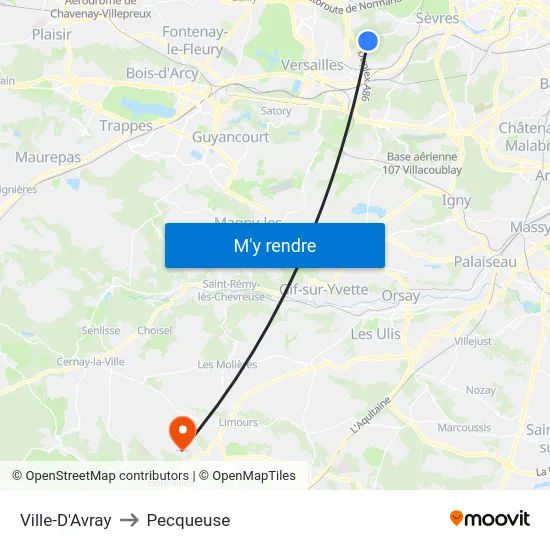 Ville-D'Avray to Pecqueuse map