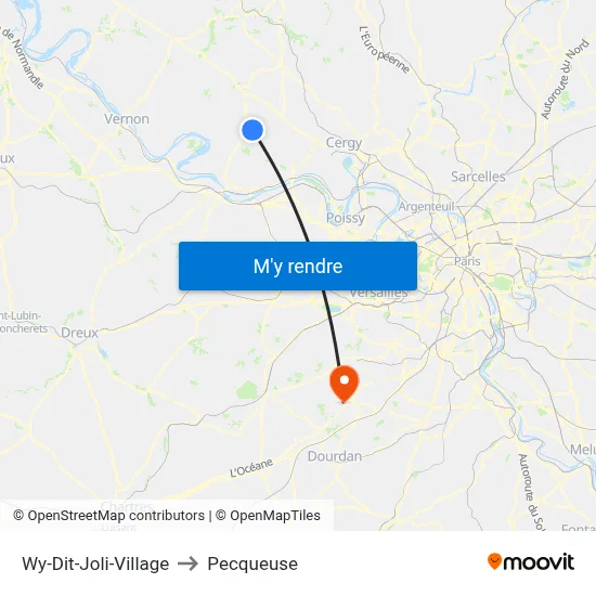 Wy-Dit-Joli-Village to Pecqueuse map