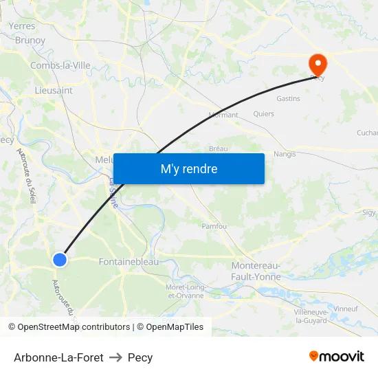 Arbonne-La-Foret to Pecy map