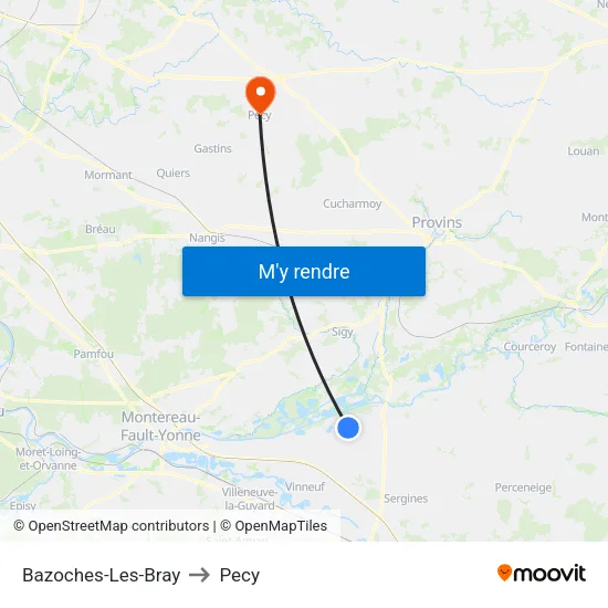 Bazoches-Les-Bray to Pecy map