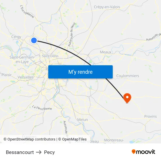 Bessancourt to Pecy map