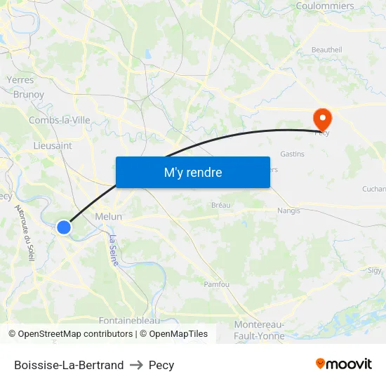 Boissise-La-Bertrand to Pecy map