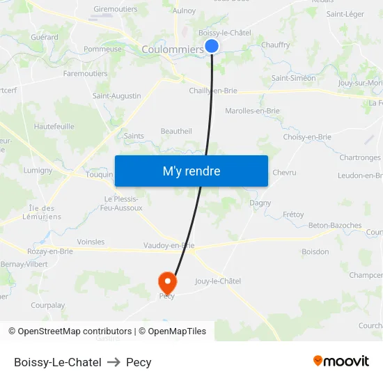 Boissy-Le-Chatel to Pecy map