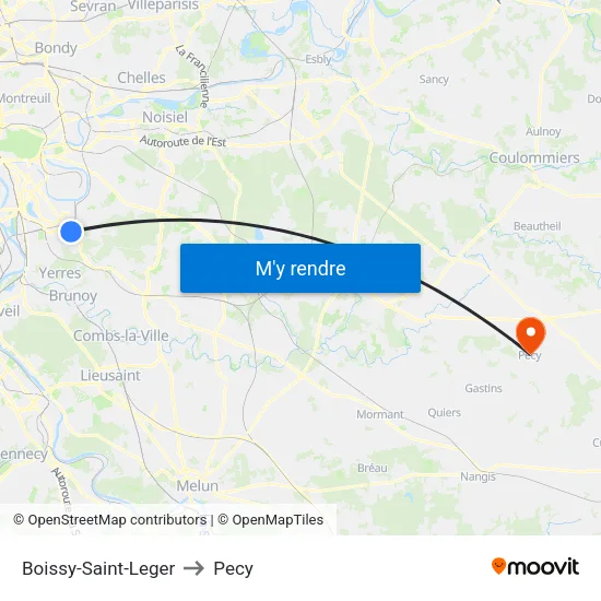 Boissy-Saint-Leger to Pecy map