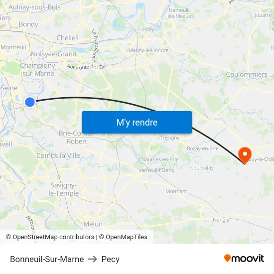 Bonneuil-Sur-Marne to Pecy map