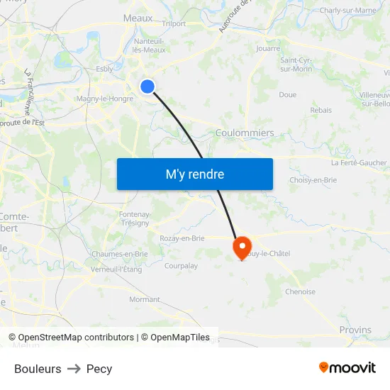 Bouleurs to Pecy map