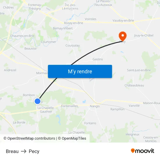 Breau to Pecy map