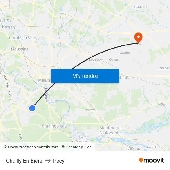 Chailly-En-Biere to Pecy map