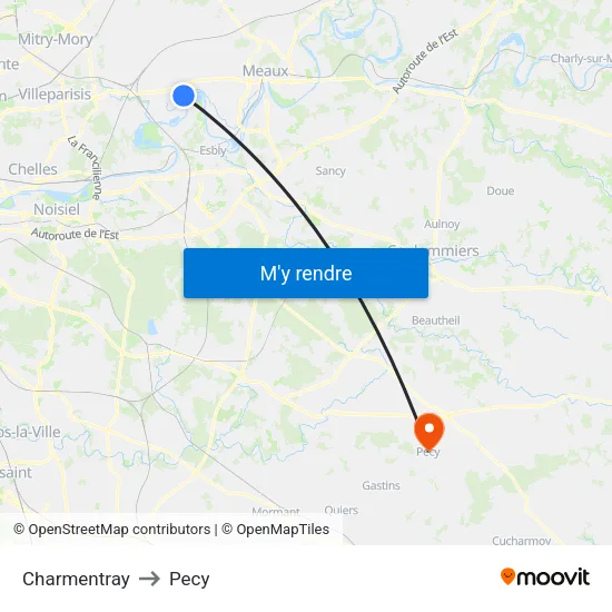 Charmentray to Pecy map
