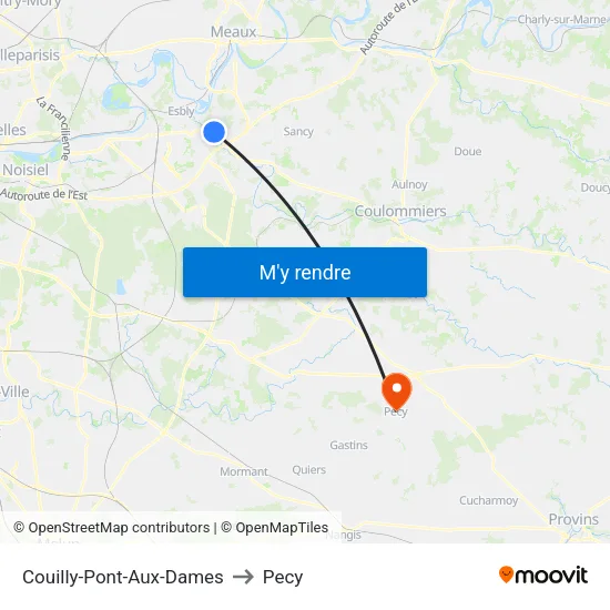 Couilly-Pont-Aux-Dames to Pecy map
