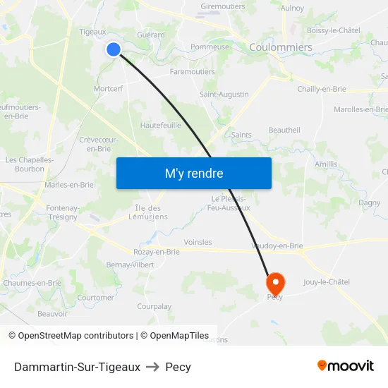 Dammartin-Sur-Tigeaux to Pecy map