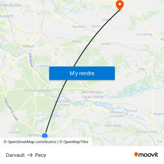 Darvault to Pecy map