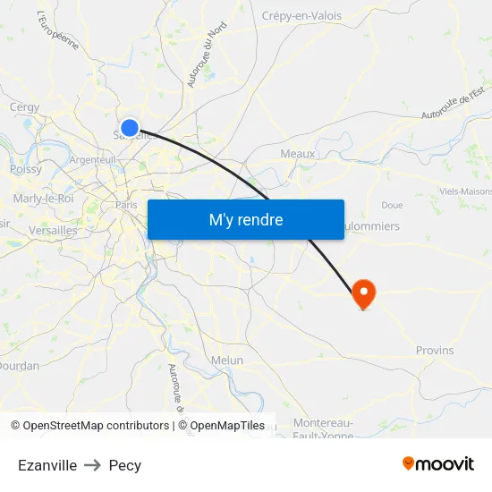 Ezanville to Pecy map