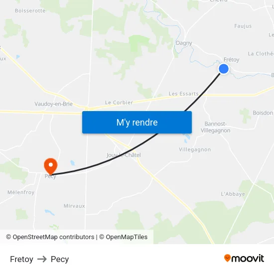 Fretoy to Pecy map