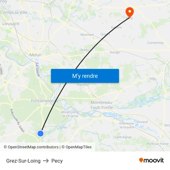 Grez-Sur-Loing to Pecy map