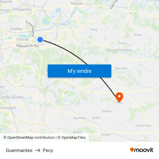 Guermantes to Pecy map