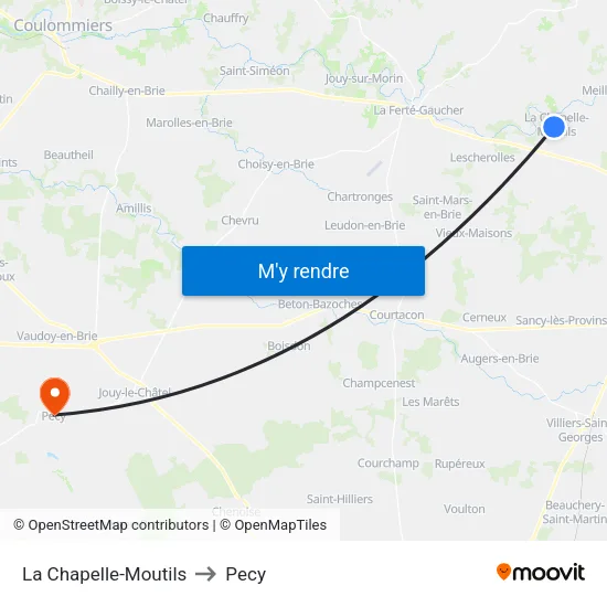 La Chapelle-Moutils to Pecy map