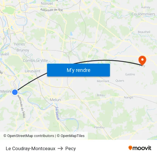 Le Coudray-Montceaux to Pecy map