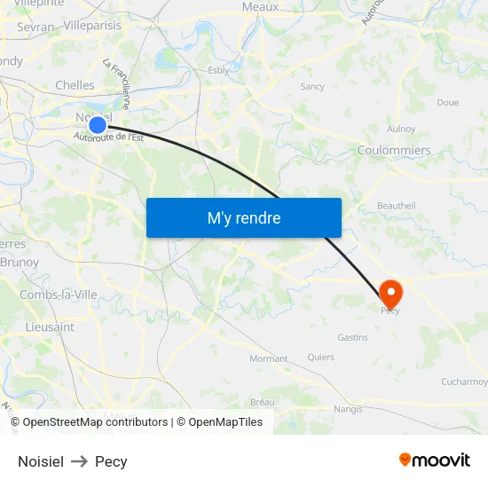 Noisiel to Pecy map