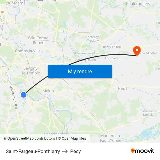 Saint-Fargeau-Ponthierry to Pecy map