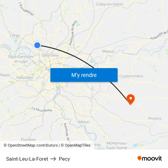 Saint-Leu-La-Foret to Pecy map