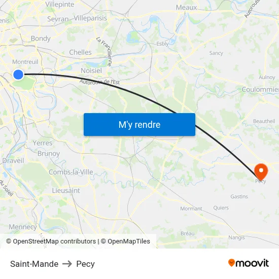 Saint-Mande to Pecy map