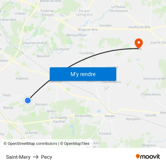 Saint-Mery to Pecy map