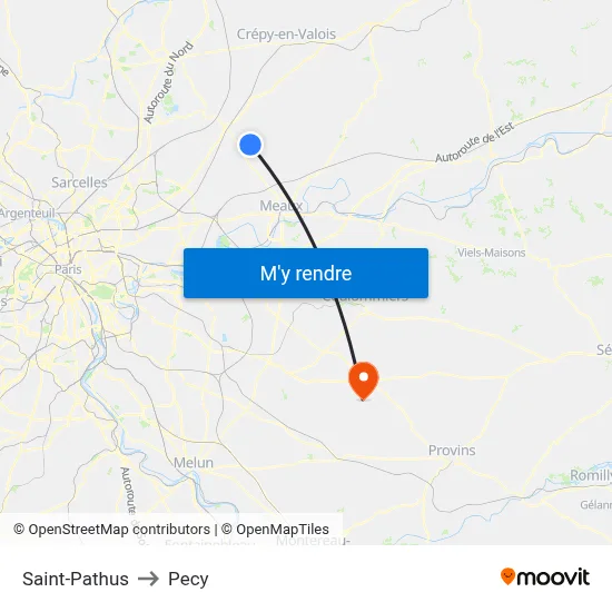 Saint-Pathus to Pecy map