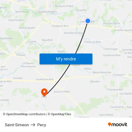 Saint-Simeon to Pecy map