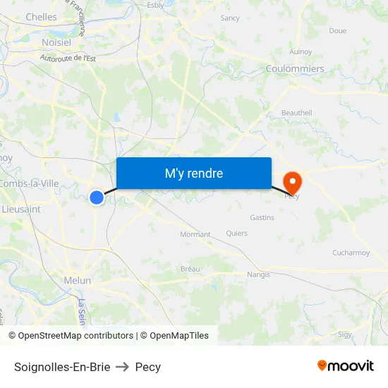 Soignolles-En-Brie to Pecy map