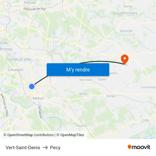 Vert-Saint-Denis to Pecy map