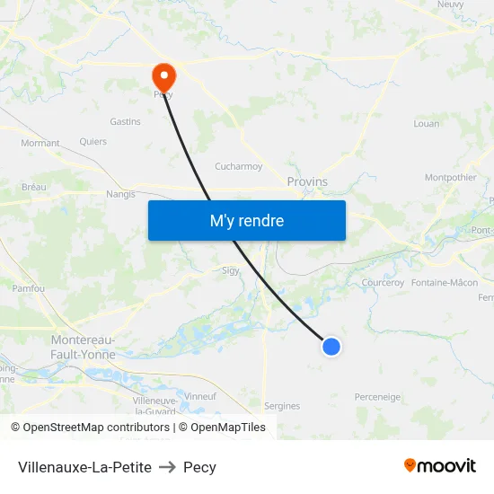 Villenauxe-La-Petite to Pecy map
