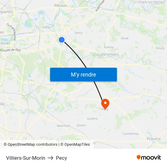 Villiers-Sur-Morin to Pecy map