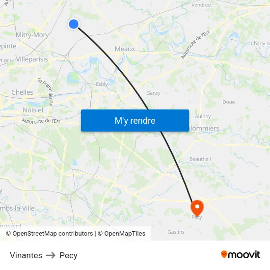 Vinantes to Pecy map